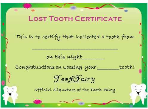 free printable tooth fairy certificate