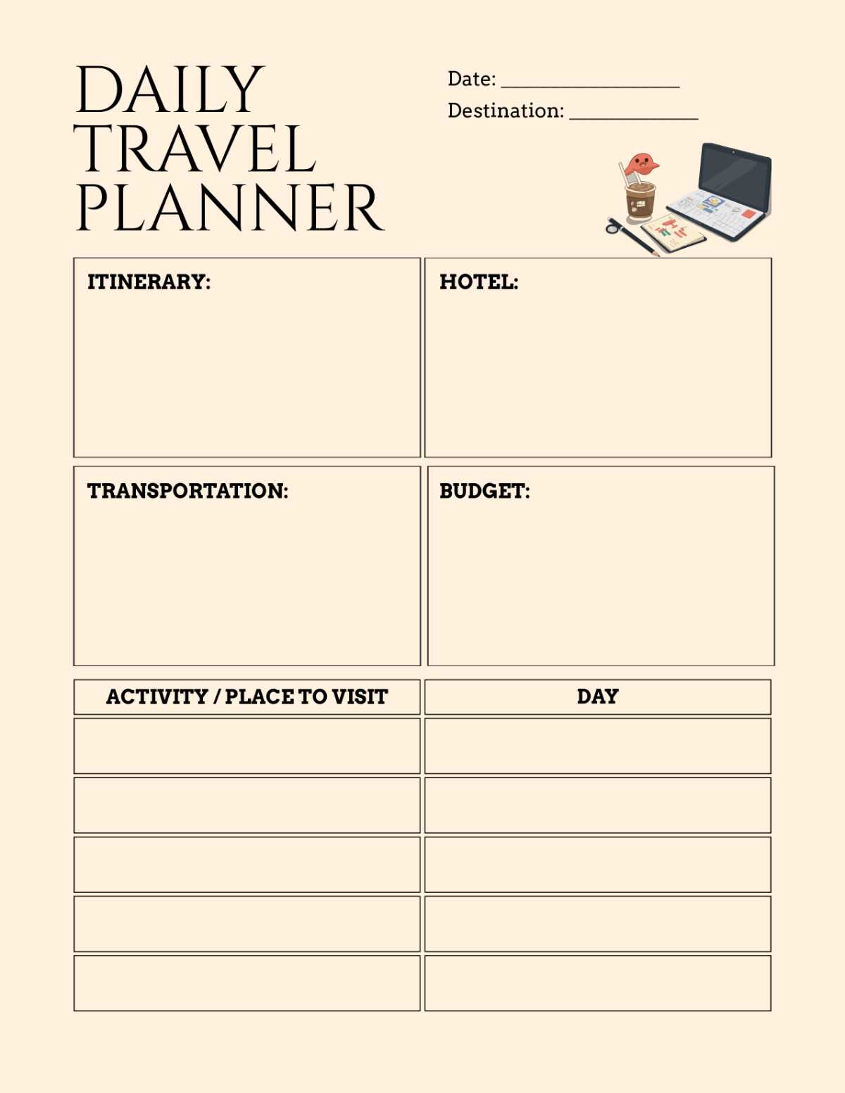 free printable travel planner