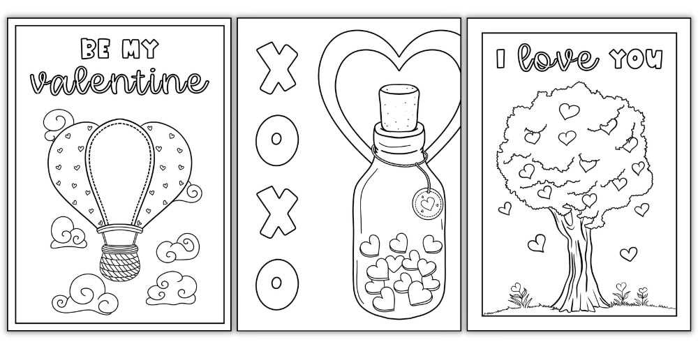 free printable valentines day cards to color
