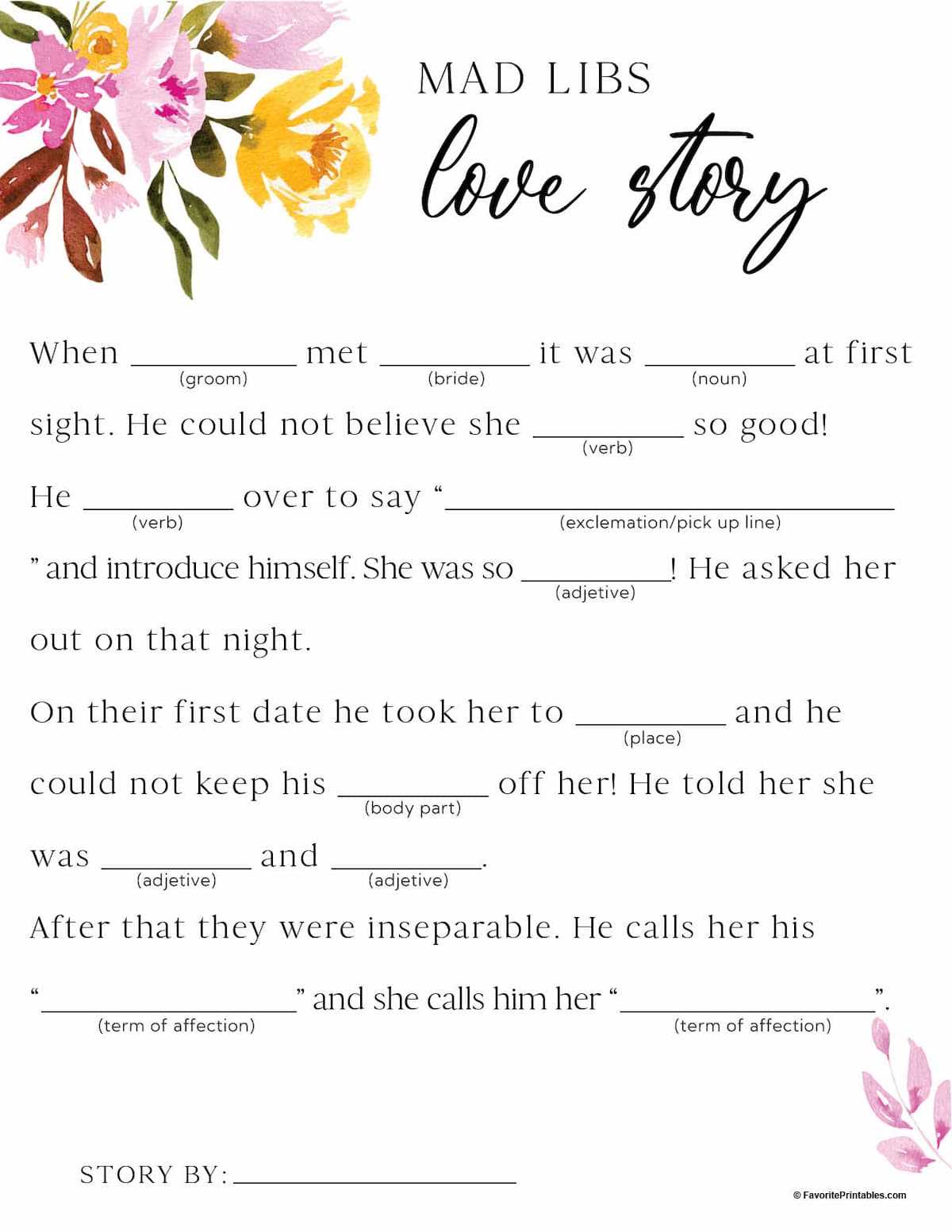 free printable wedding shower games