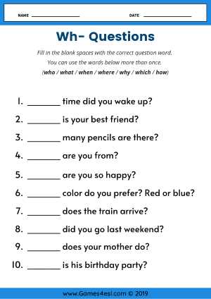 free printable wh questions worksheets