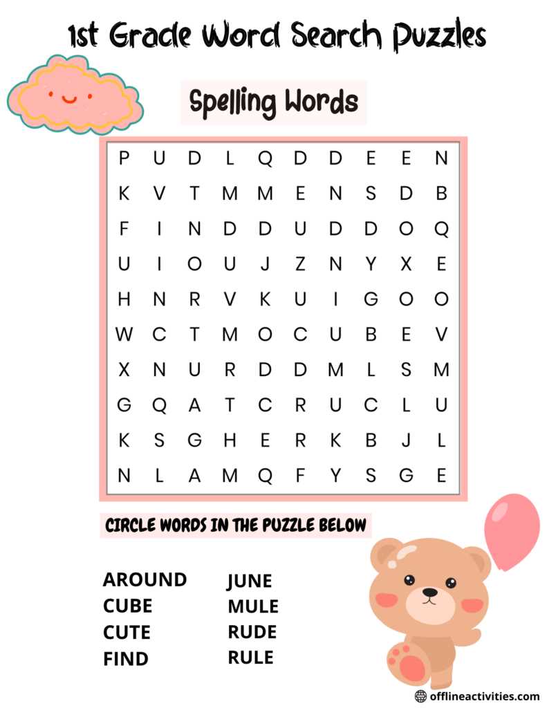 free printable word searches for 1st graders