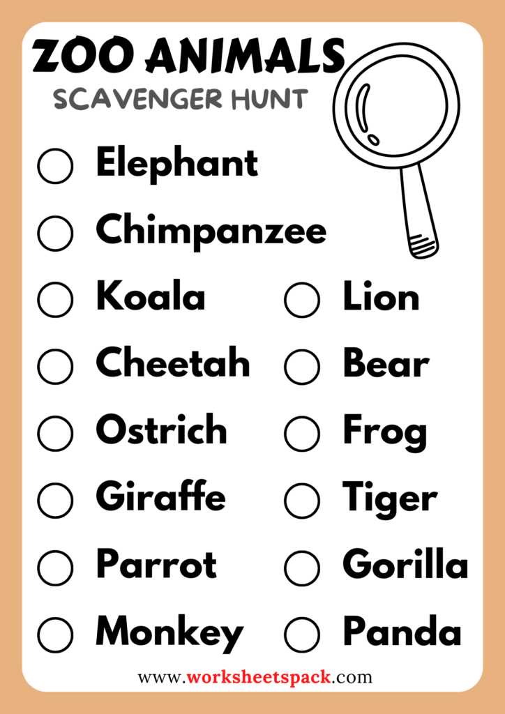 free printable zoo scavenger hunt