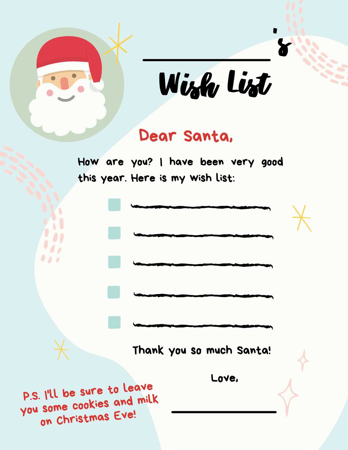 free santa list printable