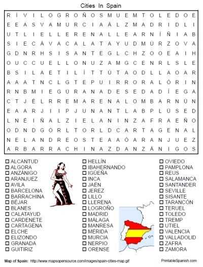 free spanish word search printable