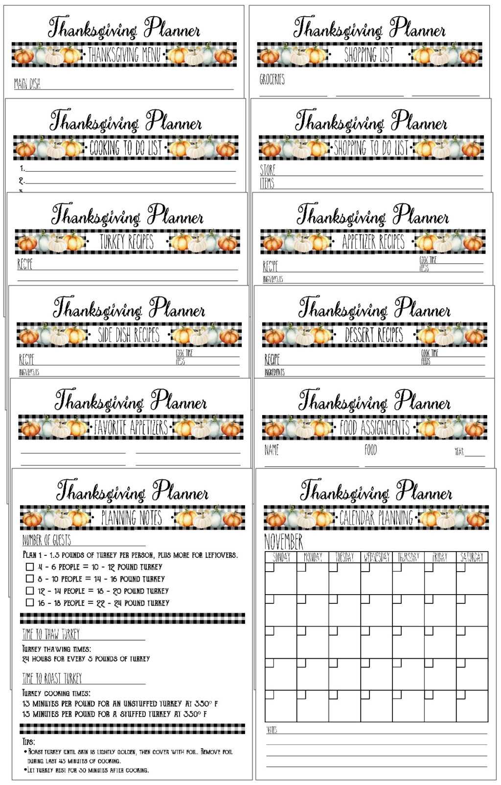 free thanksgiving planner printables