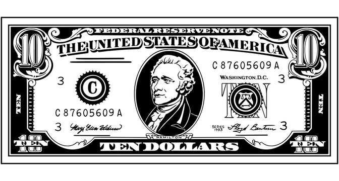 printable ten dollar bill