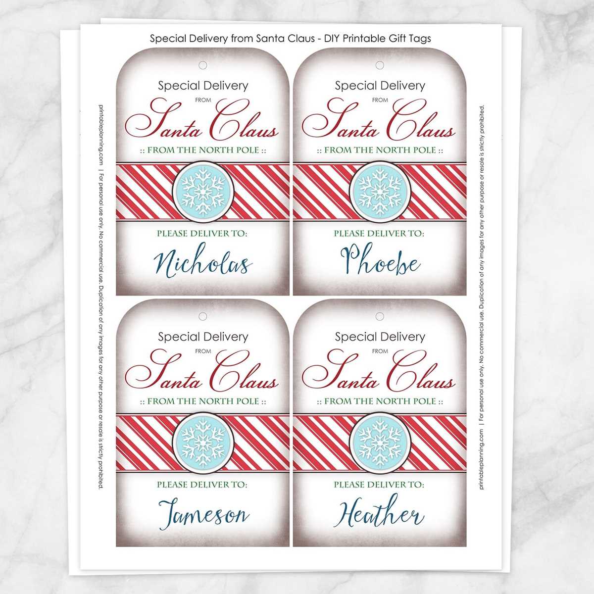from santa tags printable