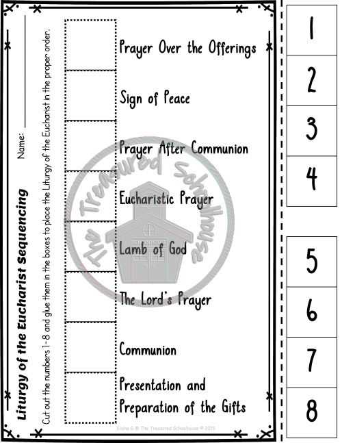 printable parts of the catholic mass worksheet