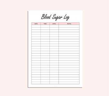 blood sugar log printable free