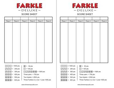 free printable farkle score sheets