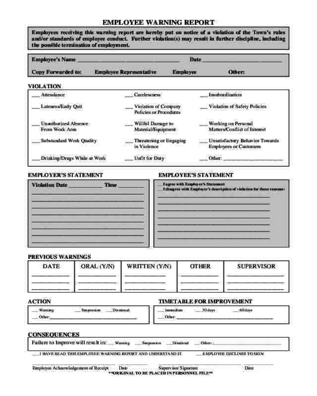 printable write up forms for employees