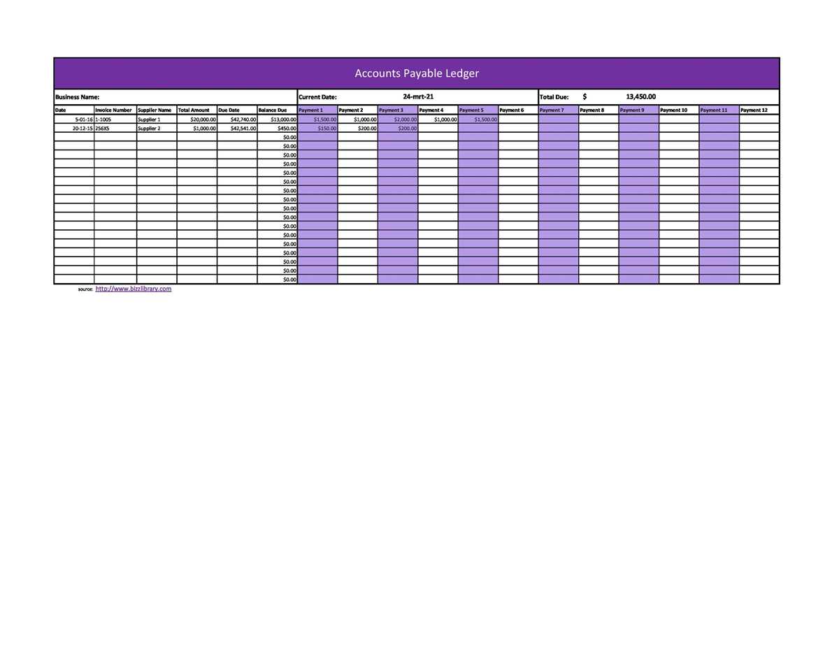 general ledger printable template