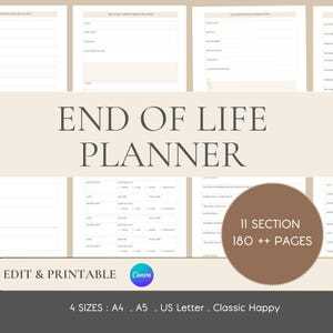 free printable end of life planner template word