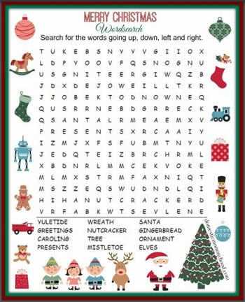 free printable word search christmas