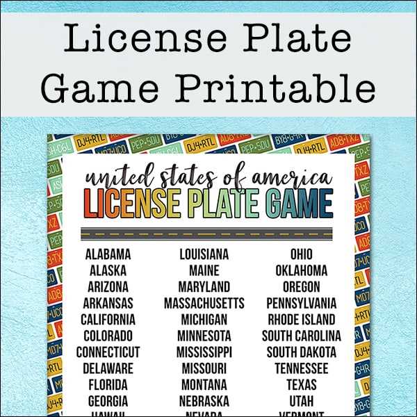 free printable road trip license plate game