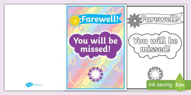 going away card printable