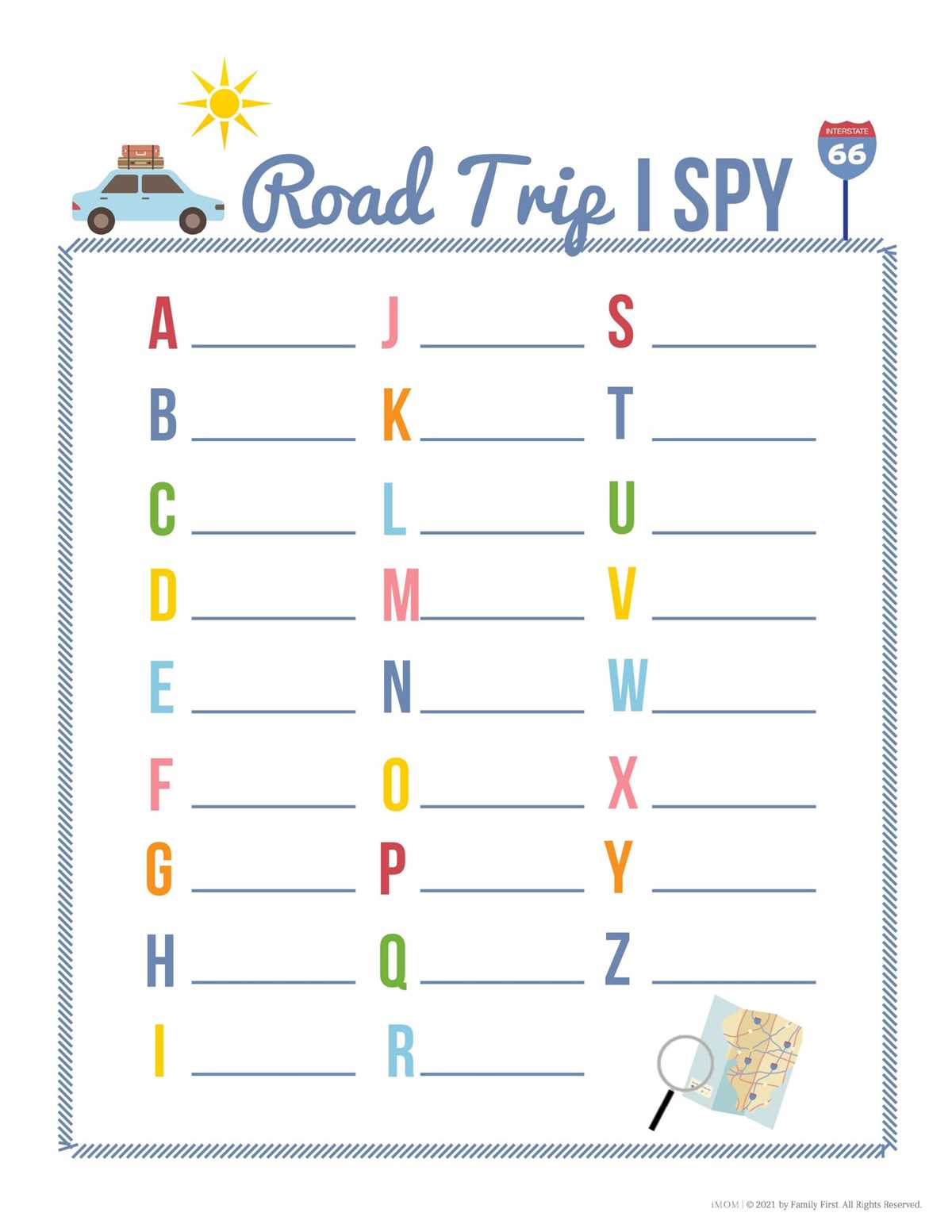 free printable road trip license plate game