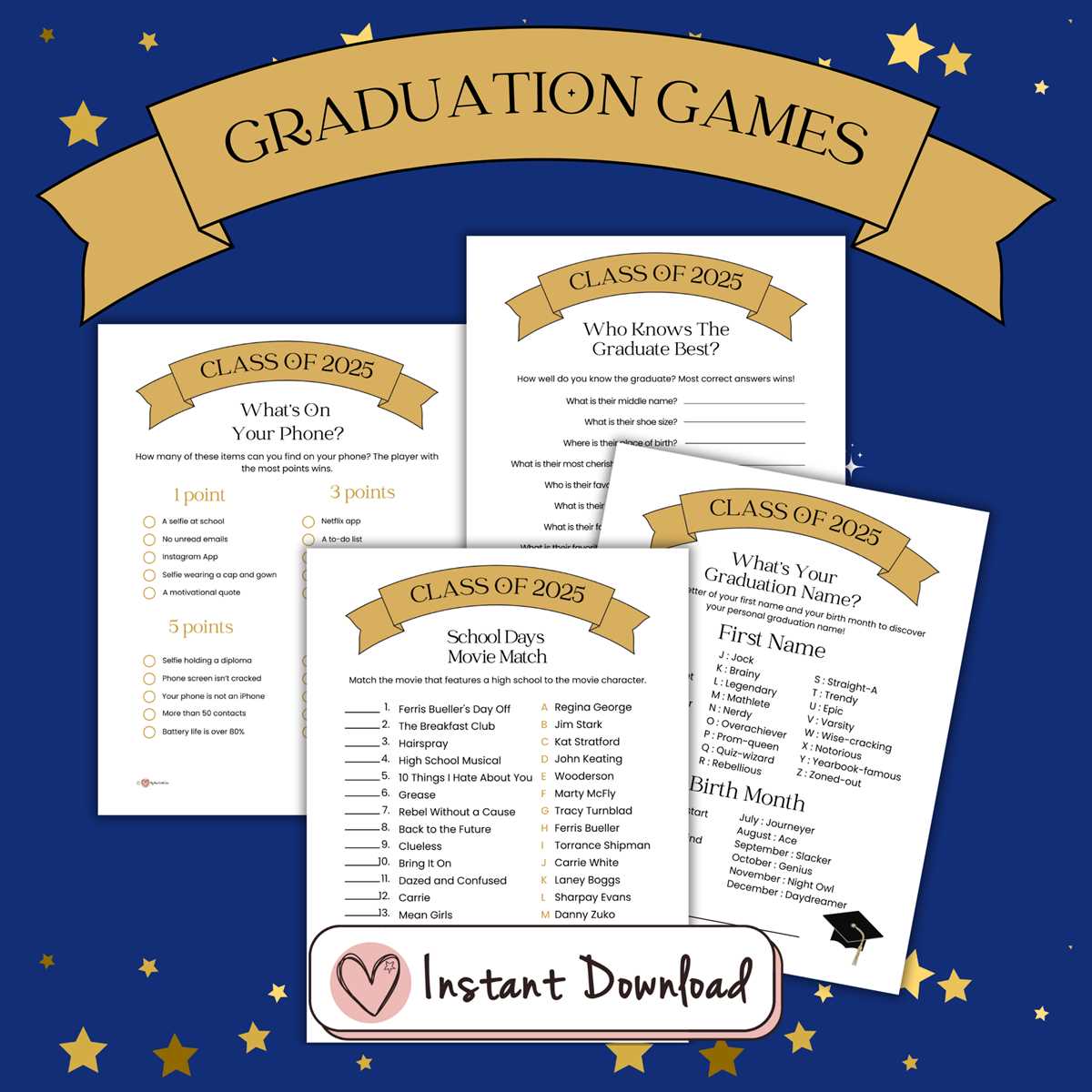 graduation games printable