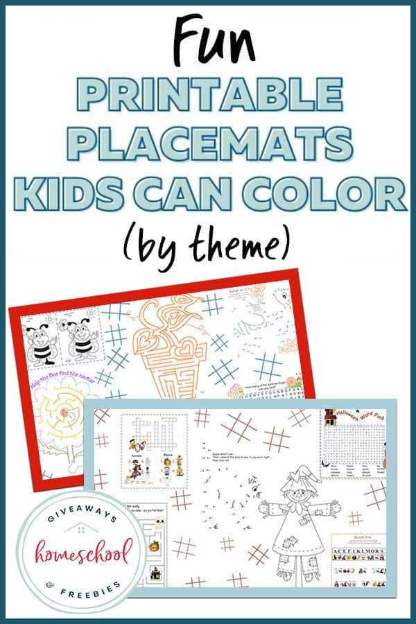 free printable placemats