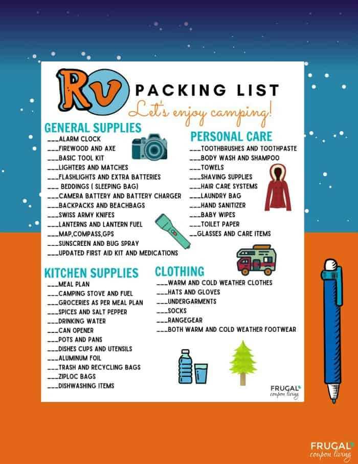printable camper checklist