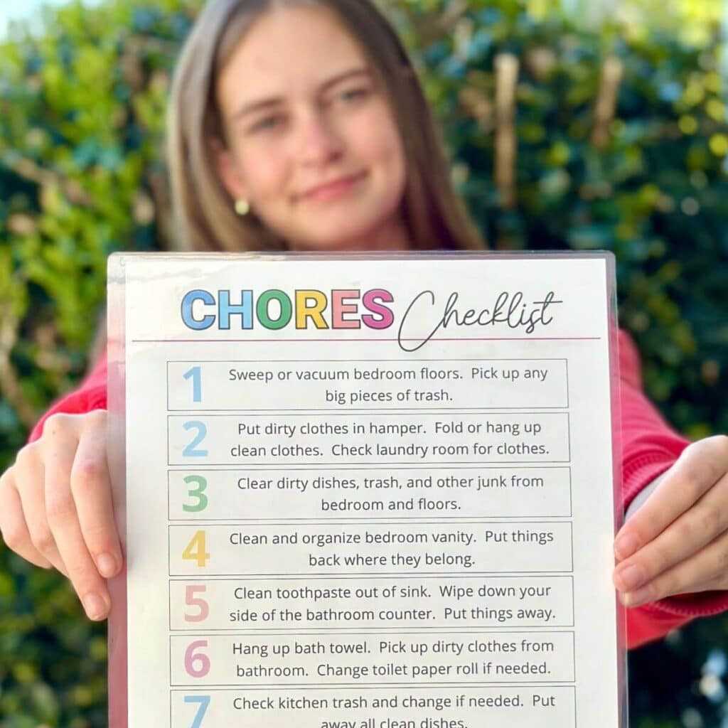 chore chart teenages free printable
