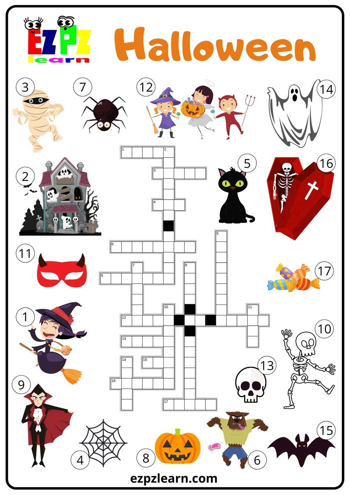 halloween crossword printable