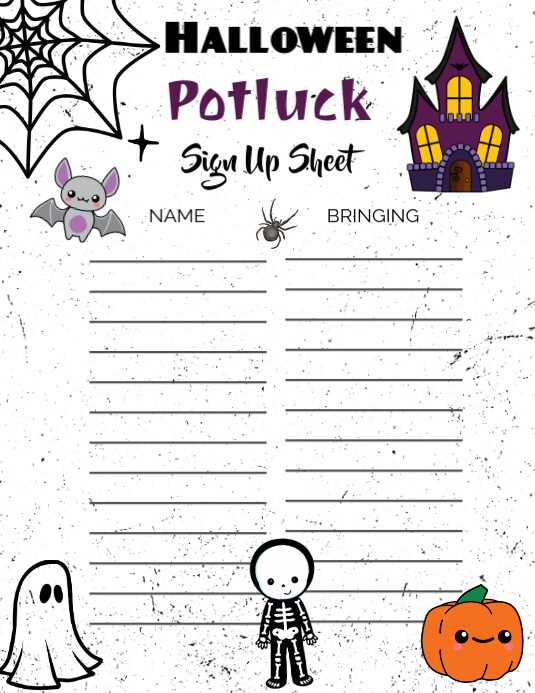 halloween potluck sign up sheet free printable