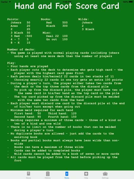 hand and foot card game rules printable