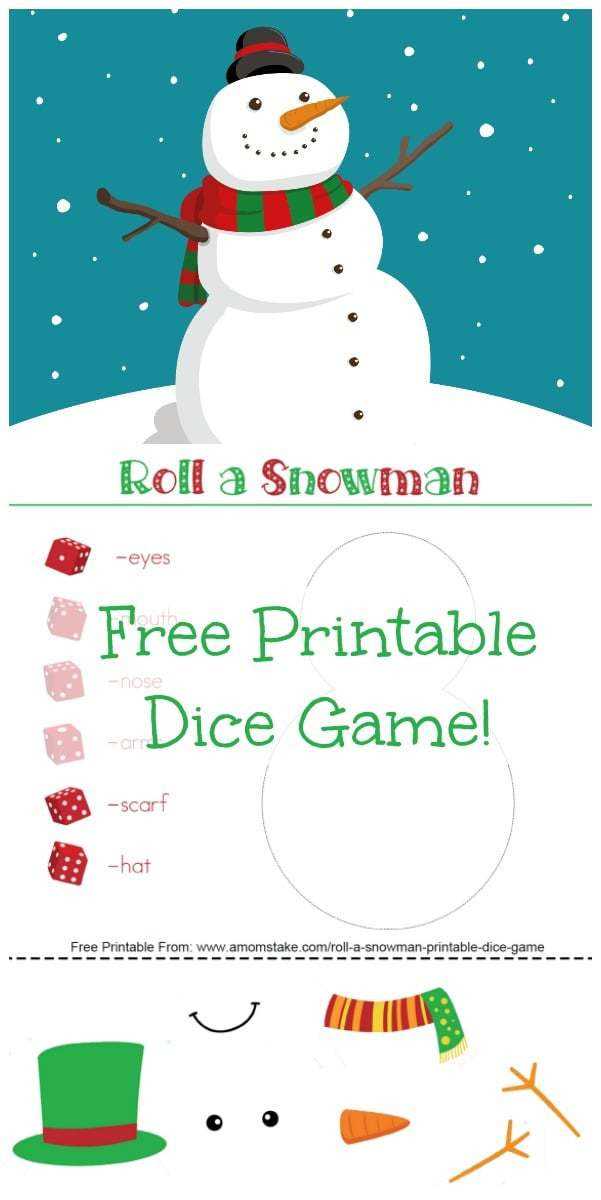 roll a snowman dice game free printable