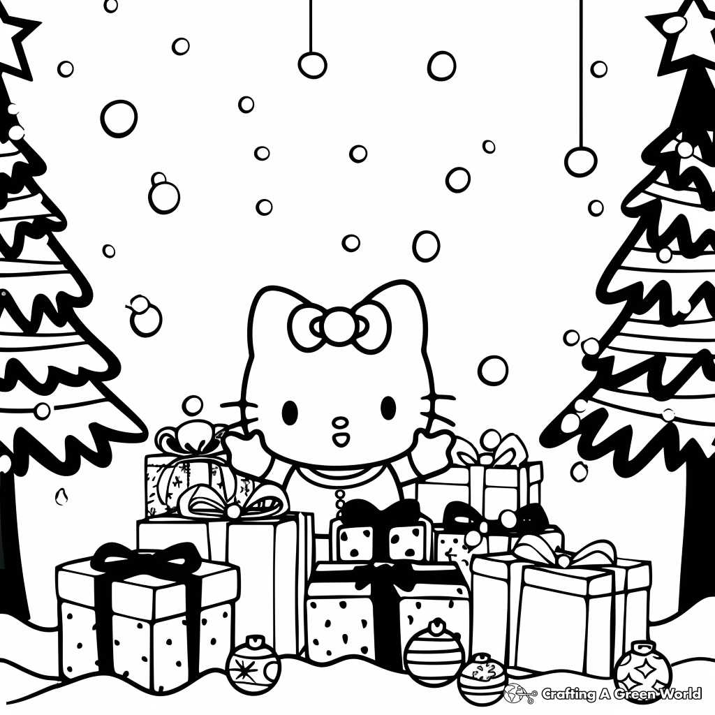 hello kitty christmas coloring pages printable