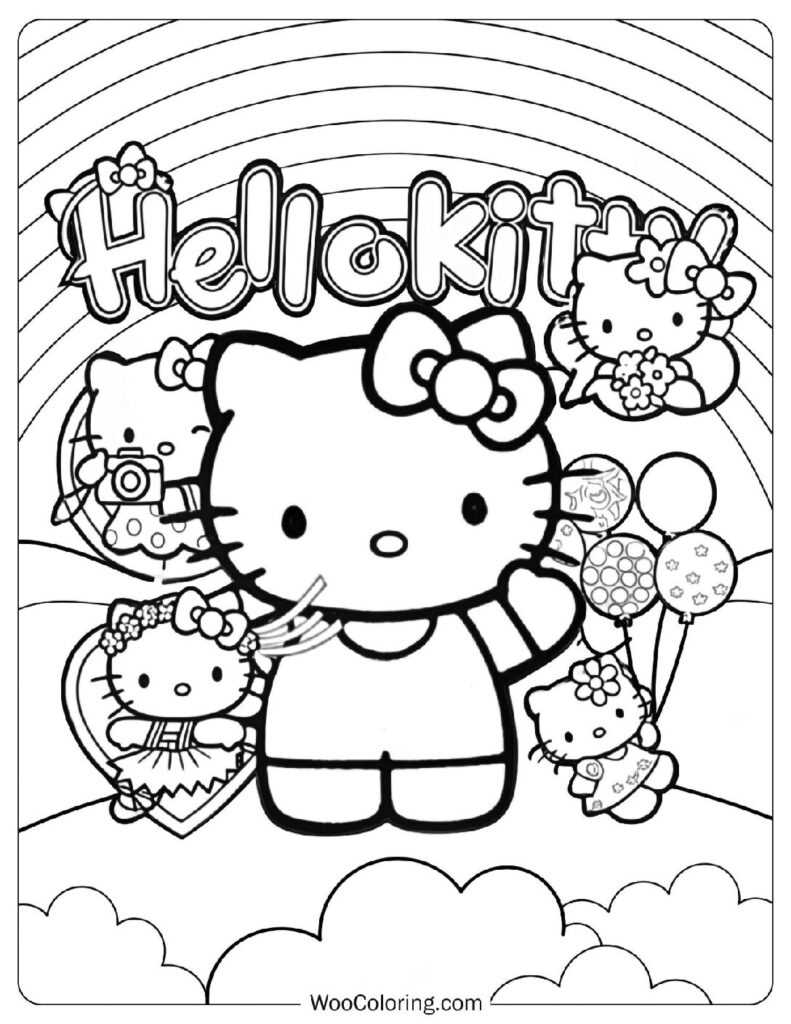 hello kitty spring coloring pages free printable