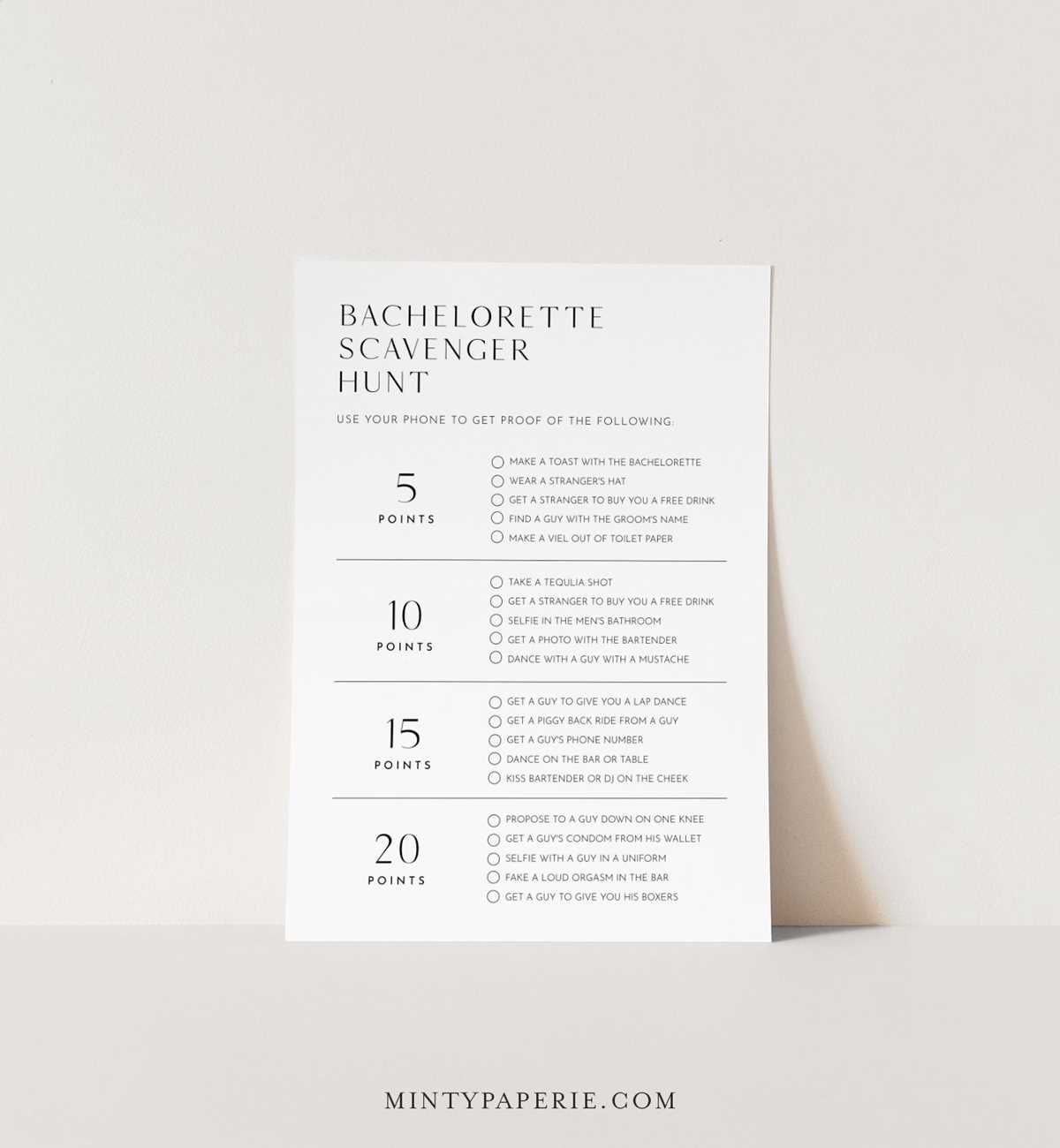 hen night scavenger hunt printable