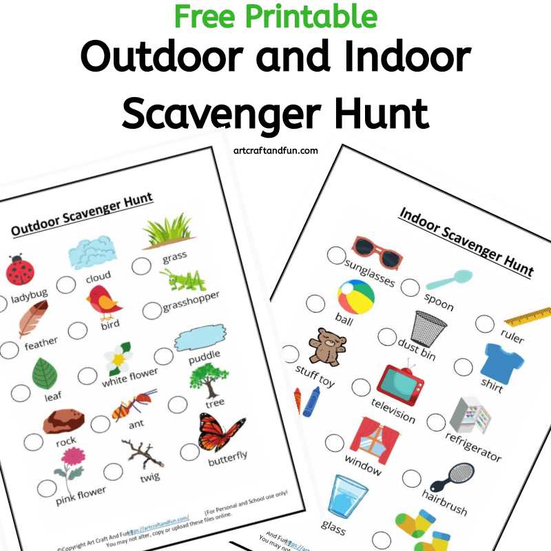 indoor scavenger hunt printable
