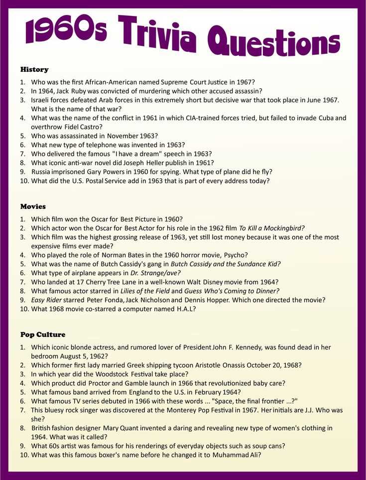 1950 trivia questions and answers printable