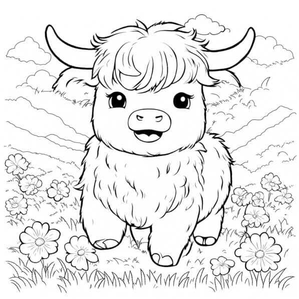 highland cow coloring pages printable