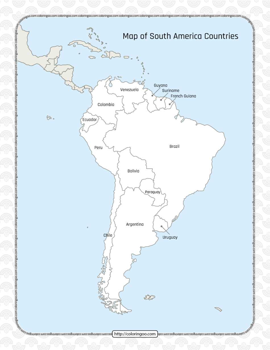 printable south america map