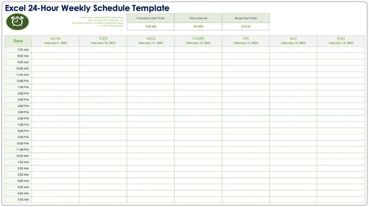 hourly schedule template printable