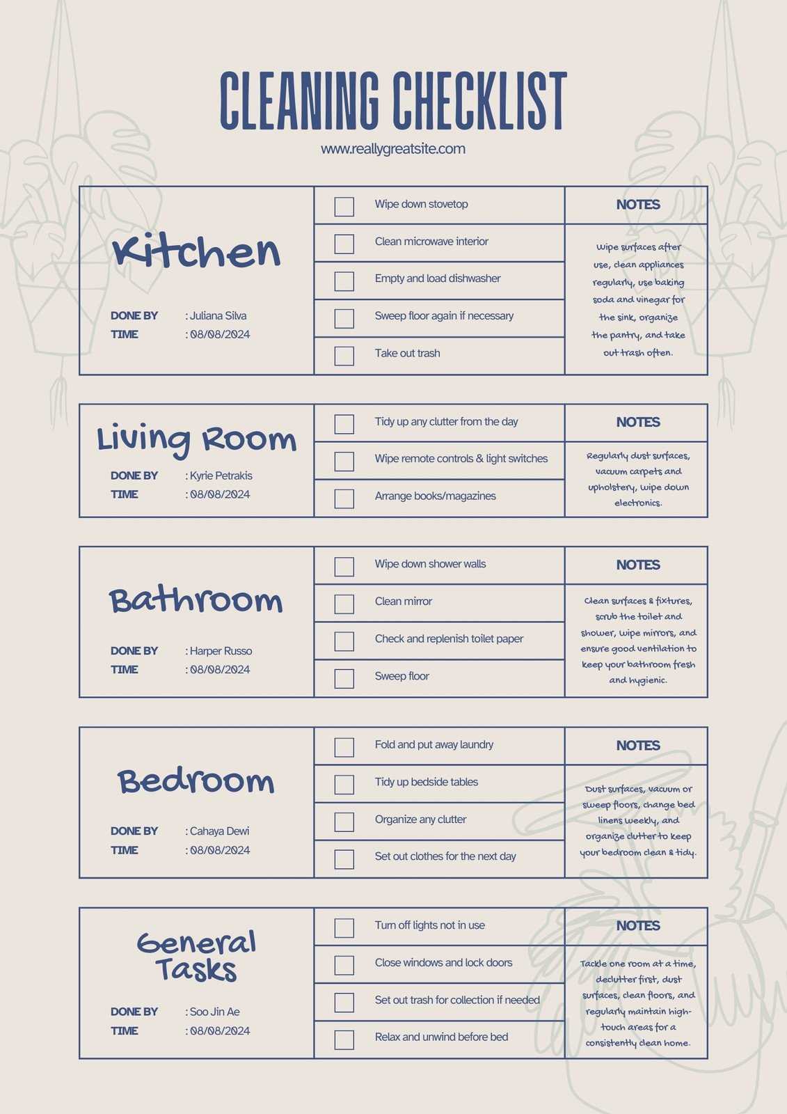house cleaning list printable