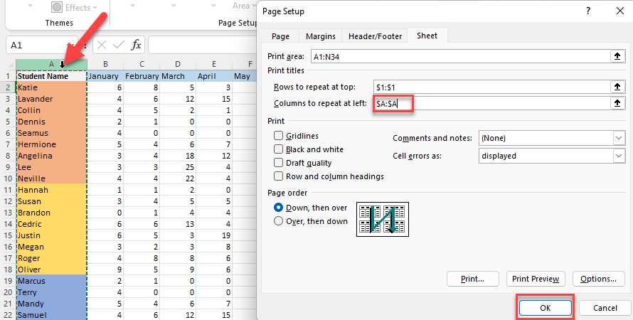 how to adjust printable area in excel