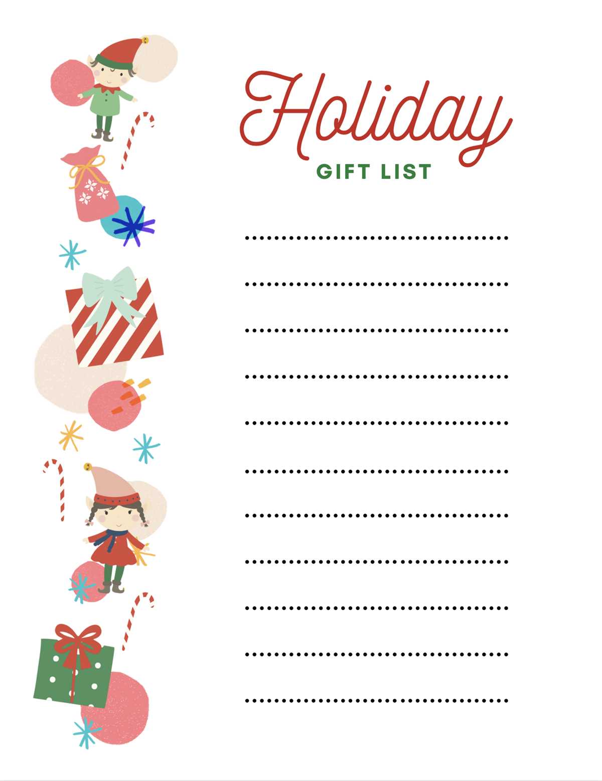 christmas gift printable list