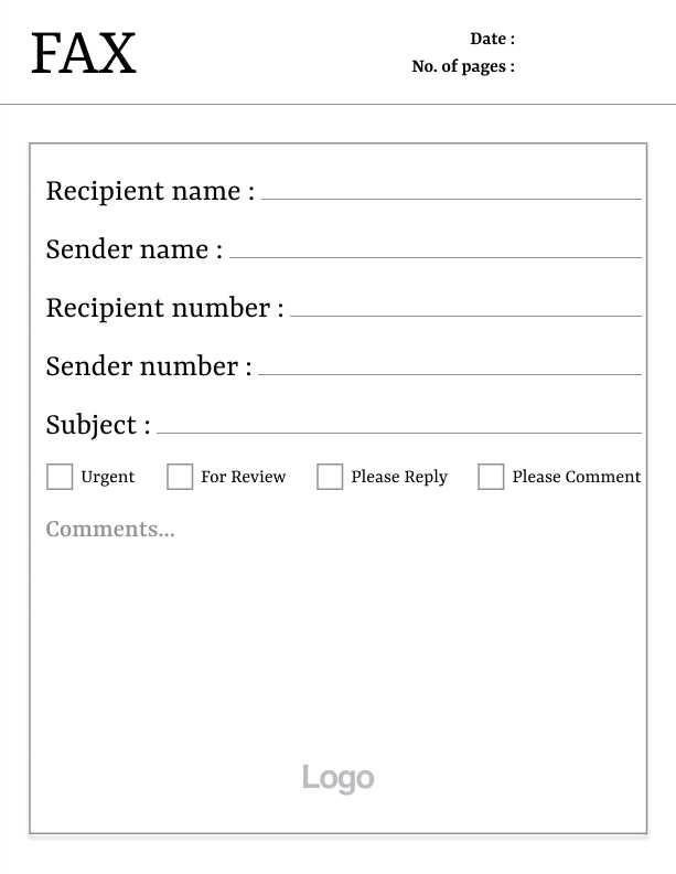 fax cover page printable