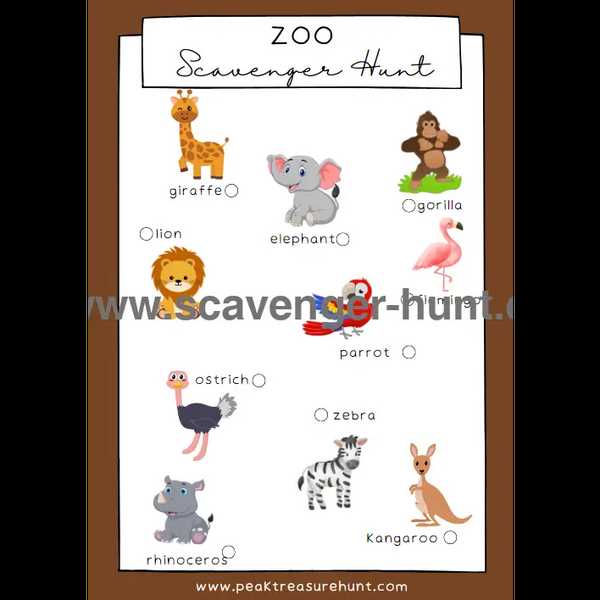 free printable zoo scavenger hunt