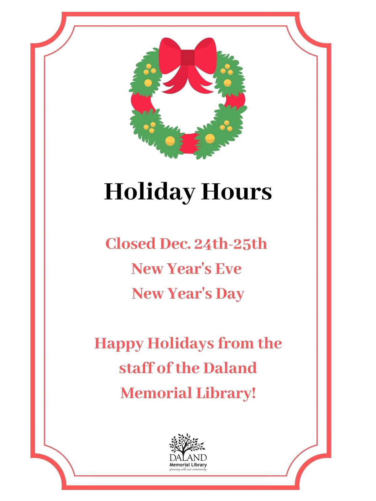 printable holiday hours template