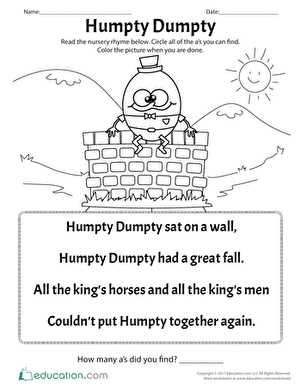humpty dumpty printable