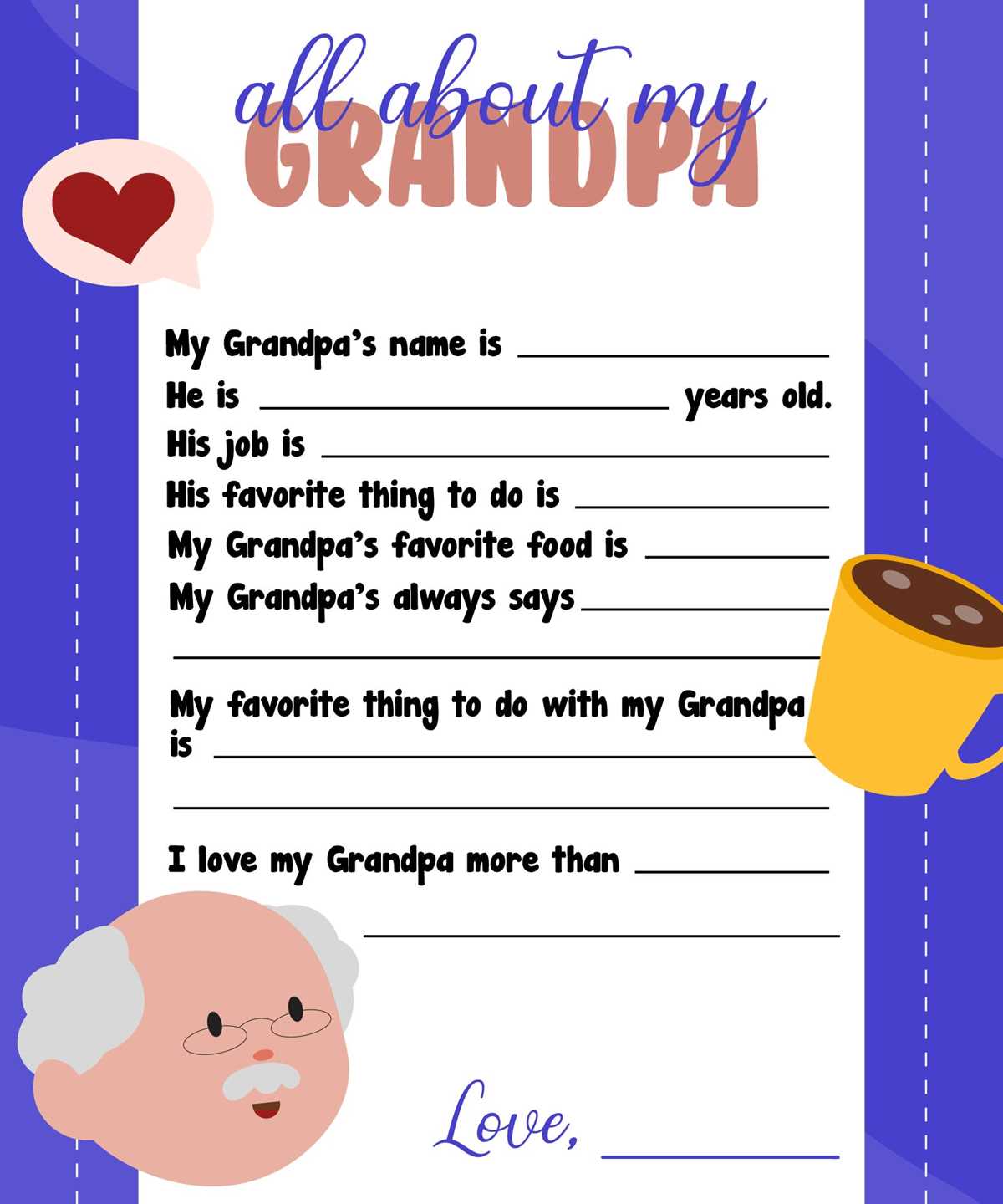all about my grandpa free printable