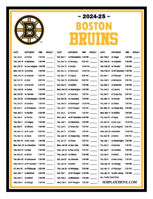 bruins schedule printable