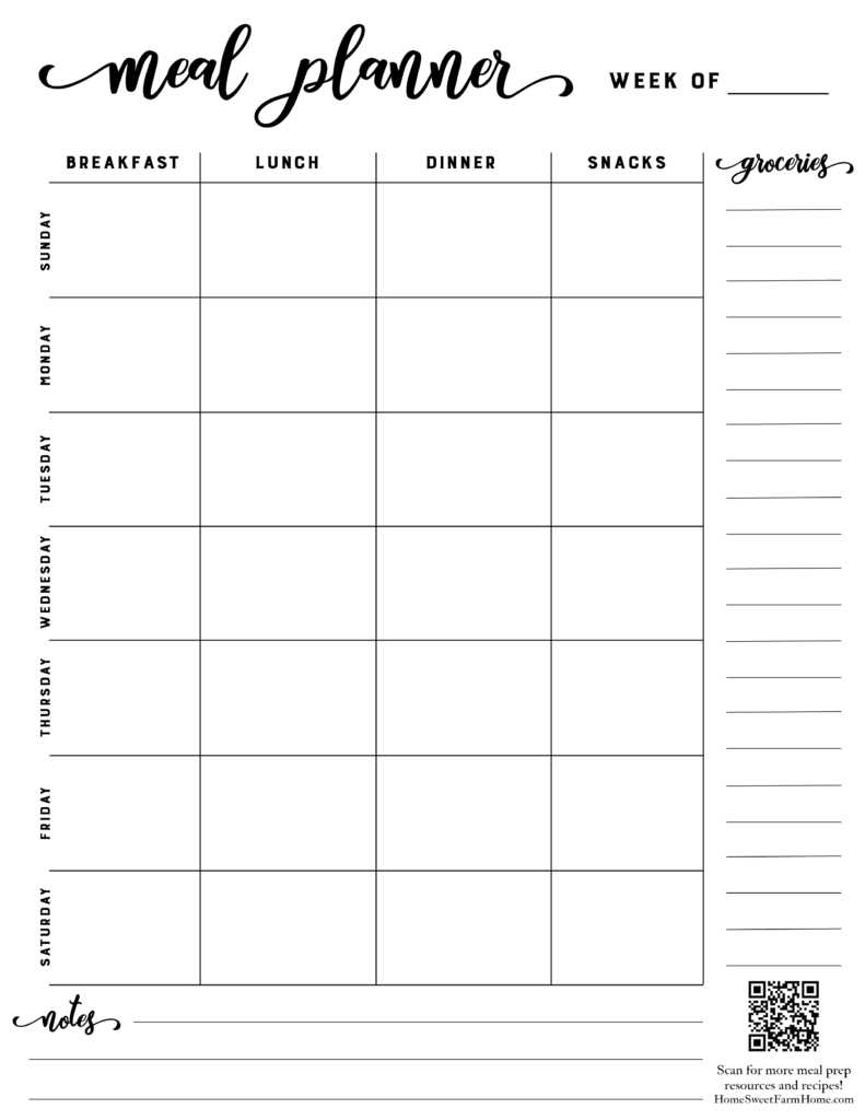 printable meal planner free