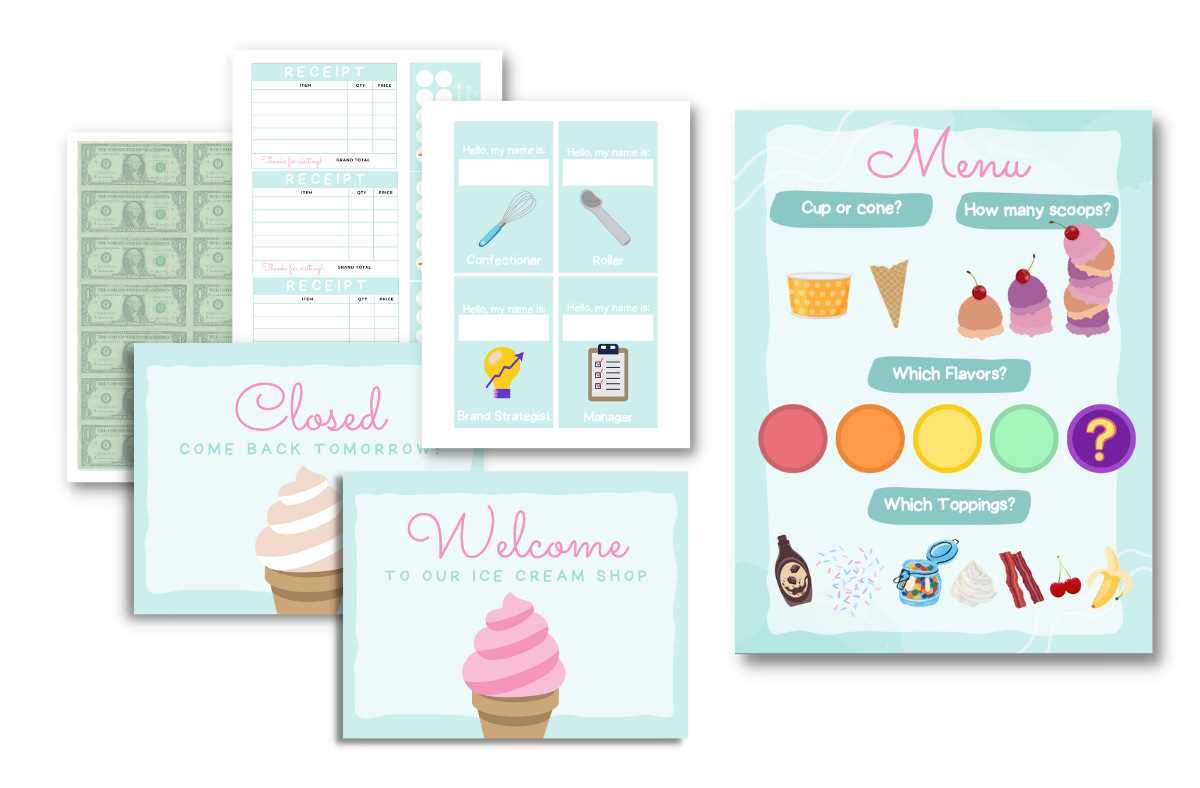 ice cream shop dramatic play free printables