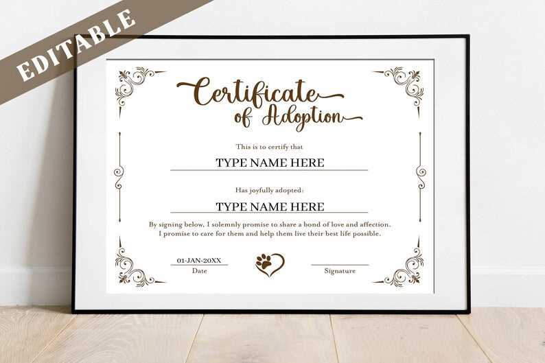 free printable pet adoption certificate